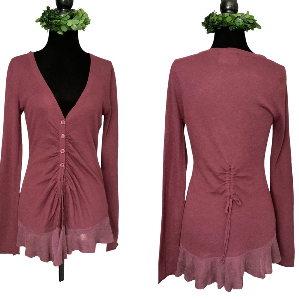 Rosie Neira Anthropologie Mauve Cardigan Small